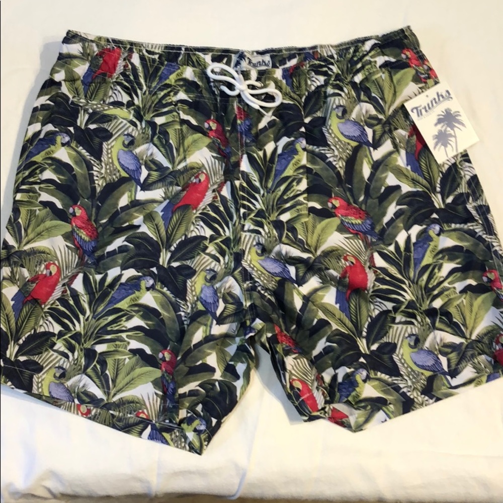Green Jungle/Parrot Print Men’s XL Swim Shorts